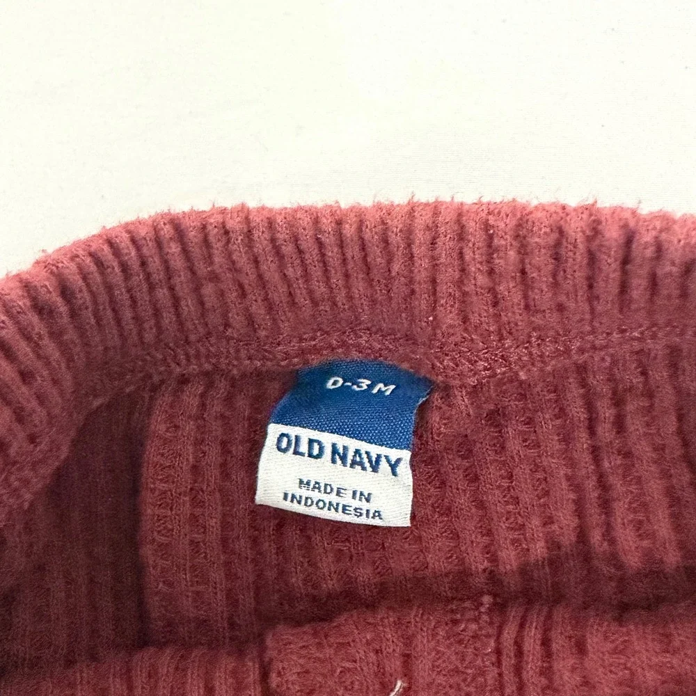 Old Navy Baby 0-3M Waffle Knit Harem Pants Lot 2 Maroon Pink Thermal Joggers
